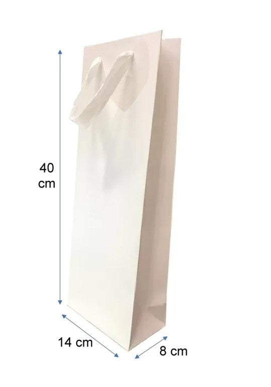 Bolsa De Papel Lujo “14X40X8” Blanca (1 Botella)