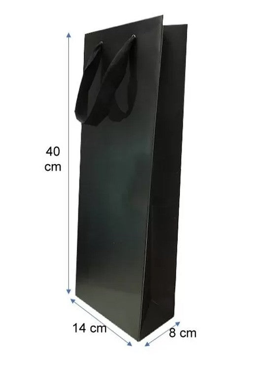 Bolsa De Papel Lujo “14X40X8” Negra (1 Botella)